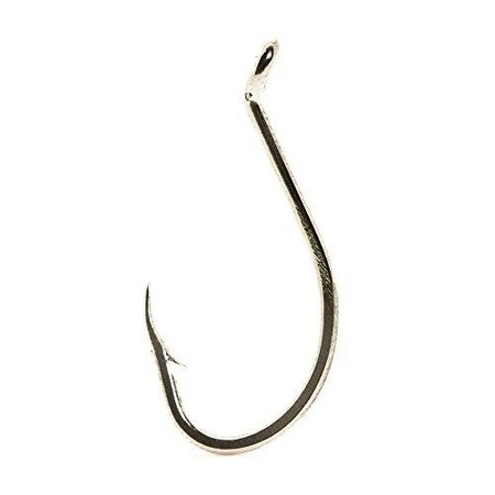 Mustad Classic Beak Hook, Size 60, Barbed, Forged, 1X Strong, Offset, Octopus, Up Eye, Nickel, 5PK 92553-NI-6/0-5